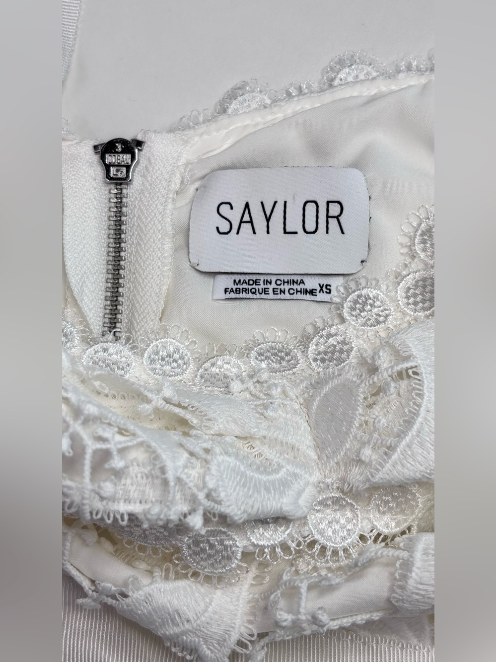 SAYLOR Lesli White Lace Midi Dress XS Bridal Bow Cutout Revolve Free People NWOT - Picture 10 of 16